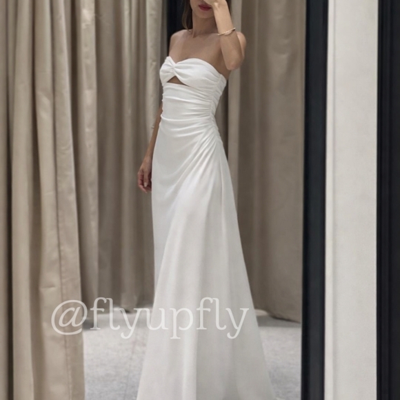 Zara Strapless Maxi Dress White Size S - Picture 3 of 10